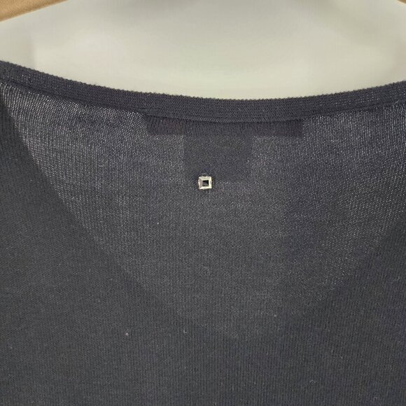 MARINA RINALDI Long Sleeve V-Neck Knit Top With Crystal Black - Picture 3 of 6